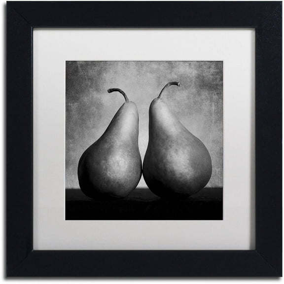 Trademark Fine Art "Peras Enamoradas" Canvas Art by Moises Levy White Matte, Black Frame