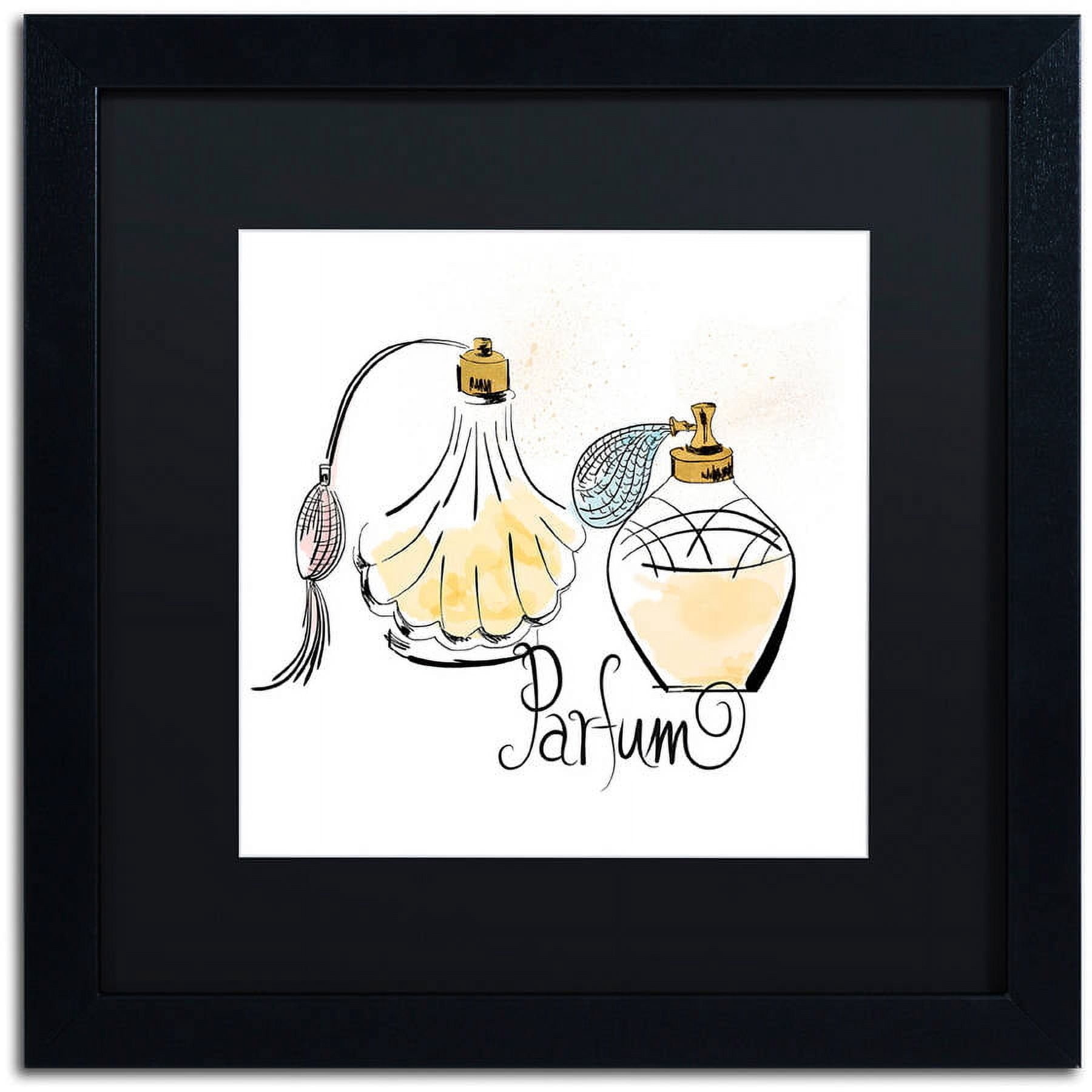 Trademark Fine Art "Perfume Bottles" Canvas Art by Lisa Powell Braun, Black Matte, Black Frame