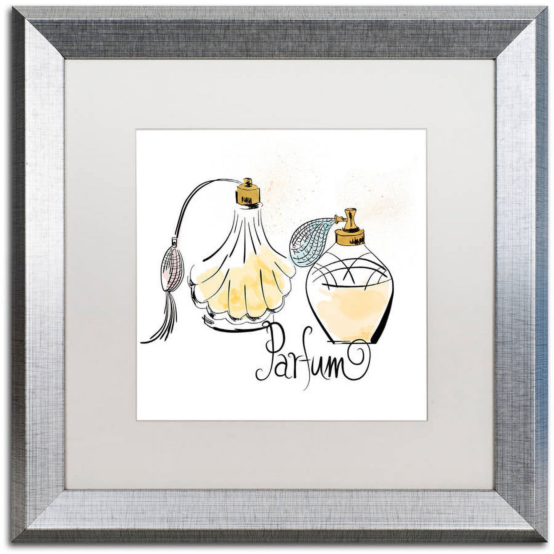 Trademark Fine Art "Perfume Bottles" Canvas Art by Lisa Powell Braun, White Matte, Silver Frame