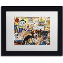 Trademark Fine Art 'Pet Shop' Canvas Art by Jenny Newland, White Matte, Black Frame