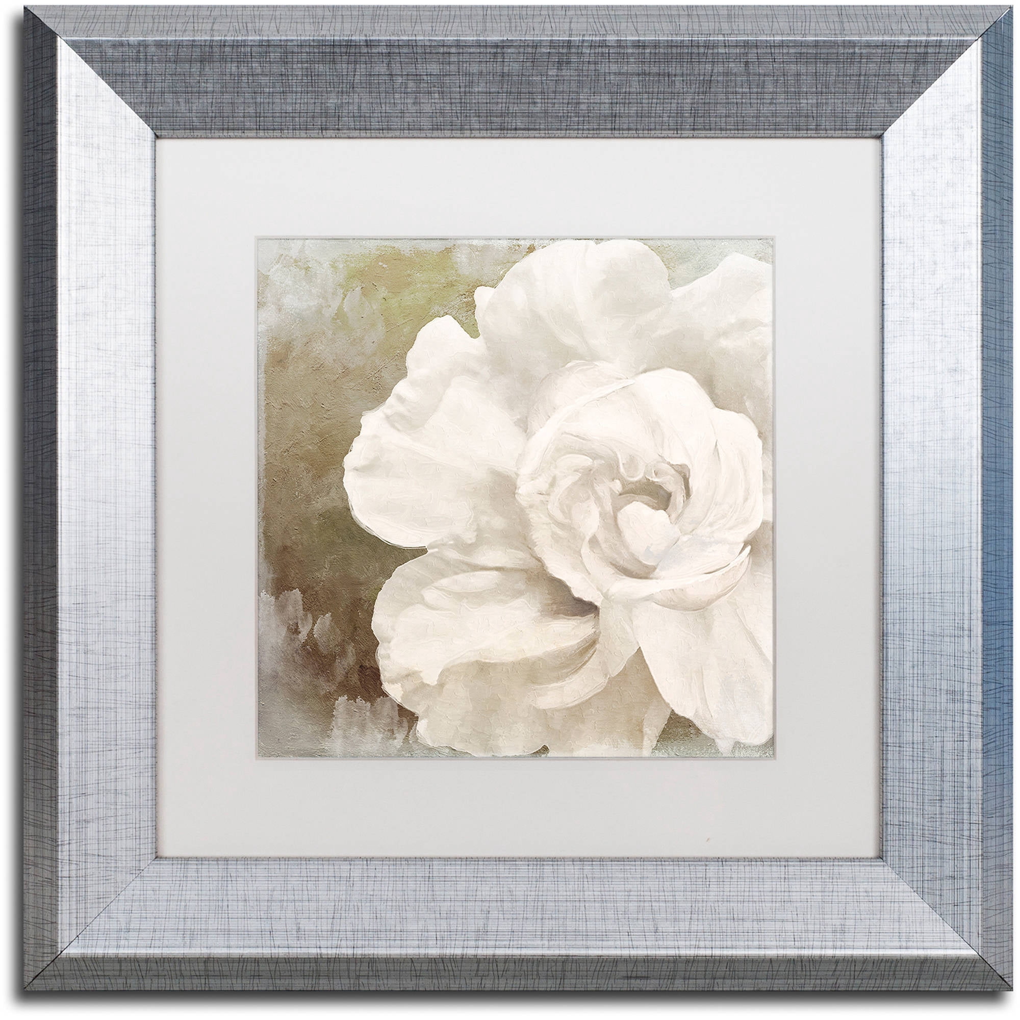 Trademark Fine Art "Petals Impasto II" Canvas Art by Color Bakery White Matte, Silver Frame