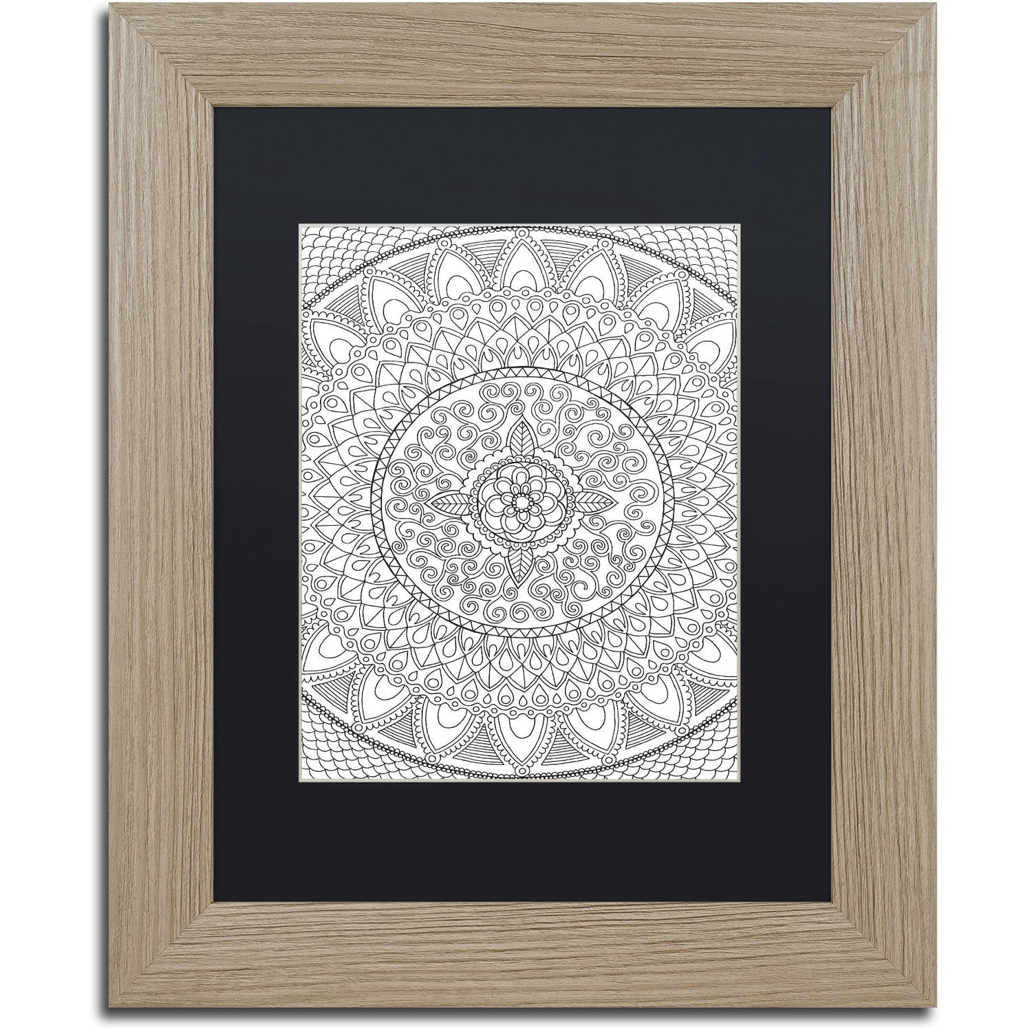 Trademark Fine Art "Petals Mandala" Canvas Art by Hello Angel, Black Matte, Birch Frame