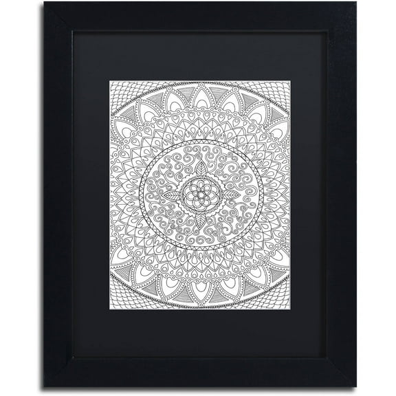 Trademark Fine Art "Petals Mandala" Canvas Art by Hello Angel, Black Matte, Black Frame