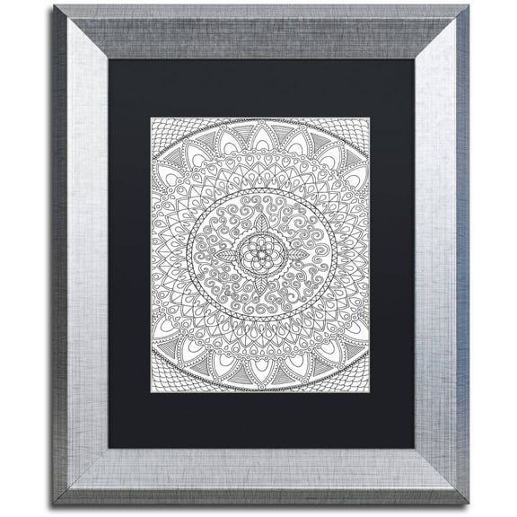 Trademark Fine Art "Petals Mandala" Canvas Art by Hello Angel, Black Matte, Silver Frame