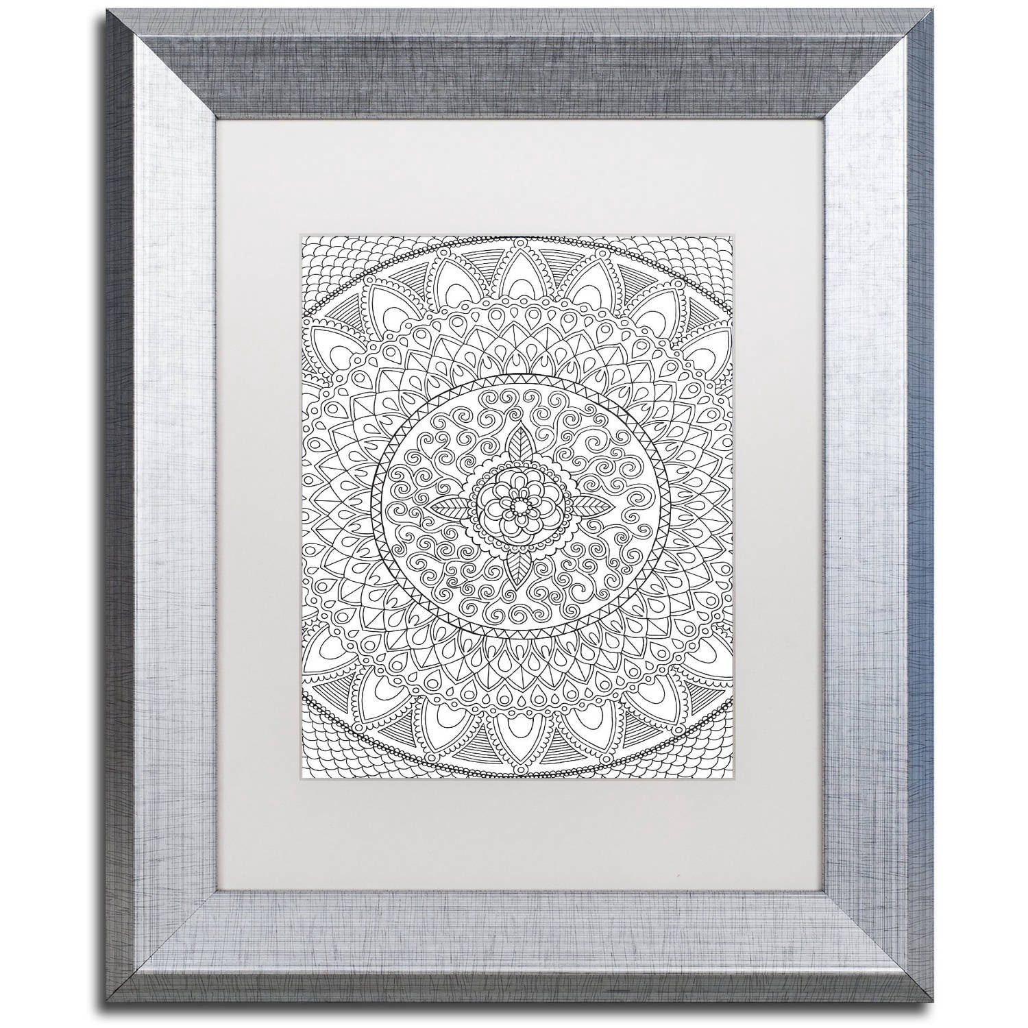 Trademark Fine Art "Petals Mandala" Canvas Art by Hello Angel, White Matte, Silver Frame