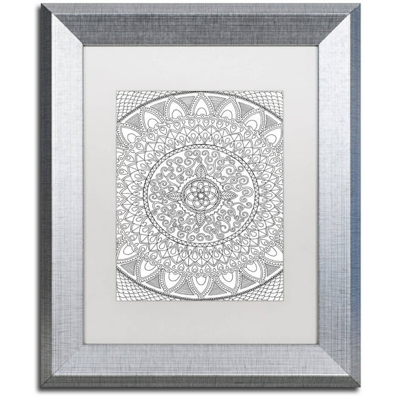 Trademark Fine Art "Petals Mandala" Canvas Art by Hello Angel, White Matte, Silver Frame