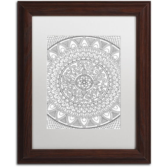 Trademark Fine Art "Petals Mandala" Canvas Art by Hello Angel, White Matte, Wood Frame