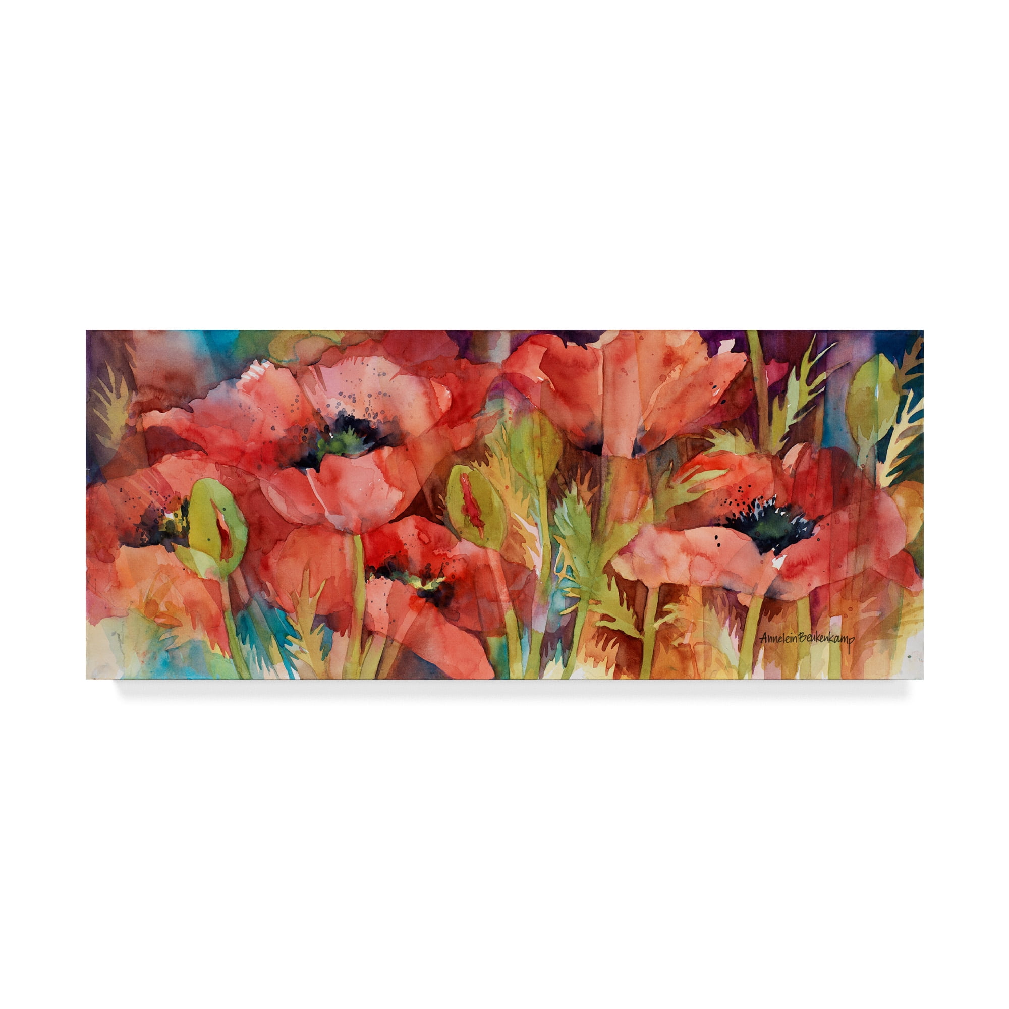 Petals On Parade Red and Green Floral Canvas Art