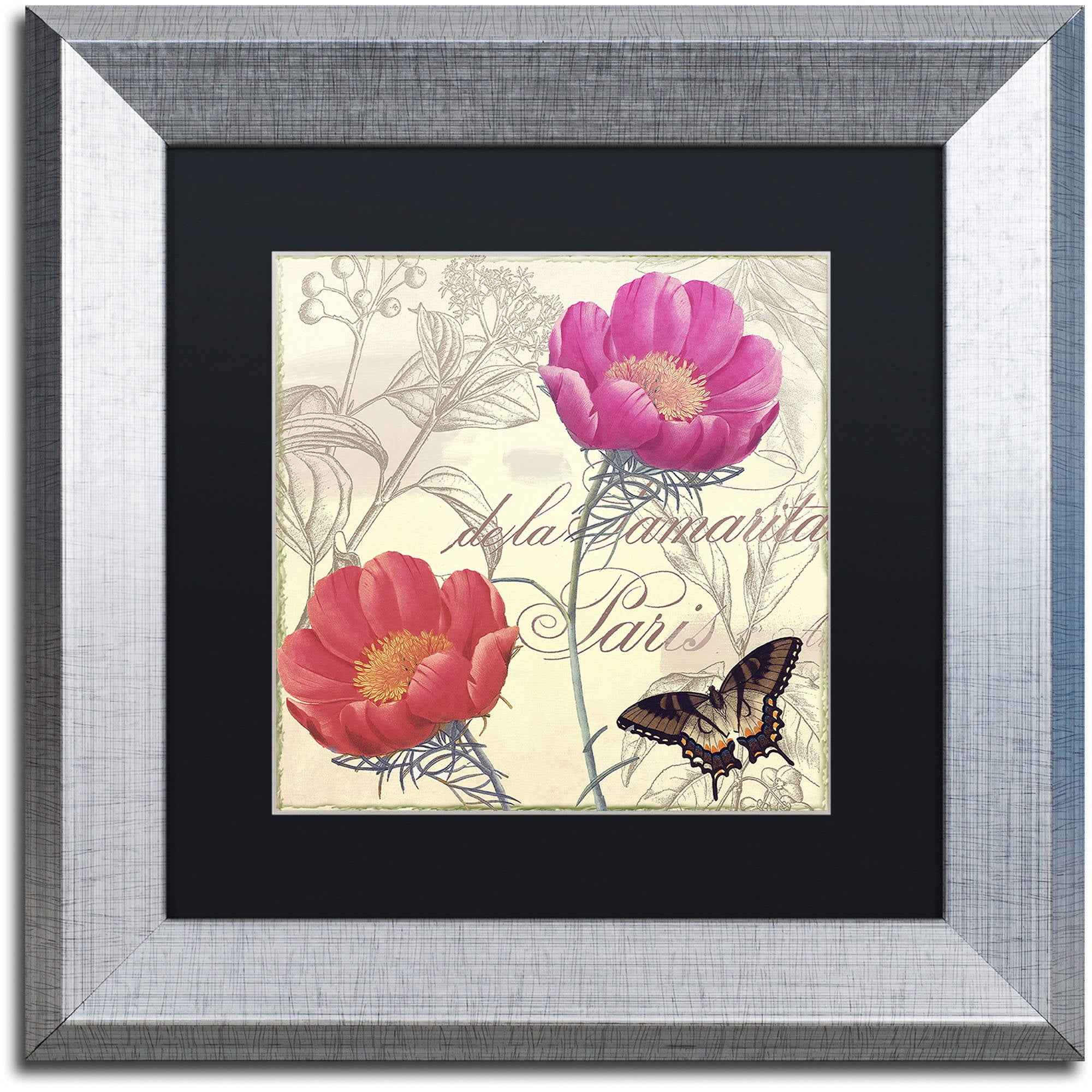 Trademark Fine Art "Petals of Paris I" Canvas Art by Color Bakery Black Matte, Silver Frame