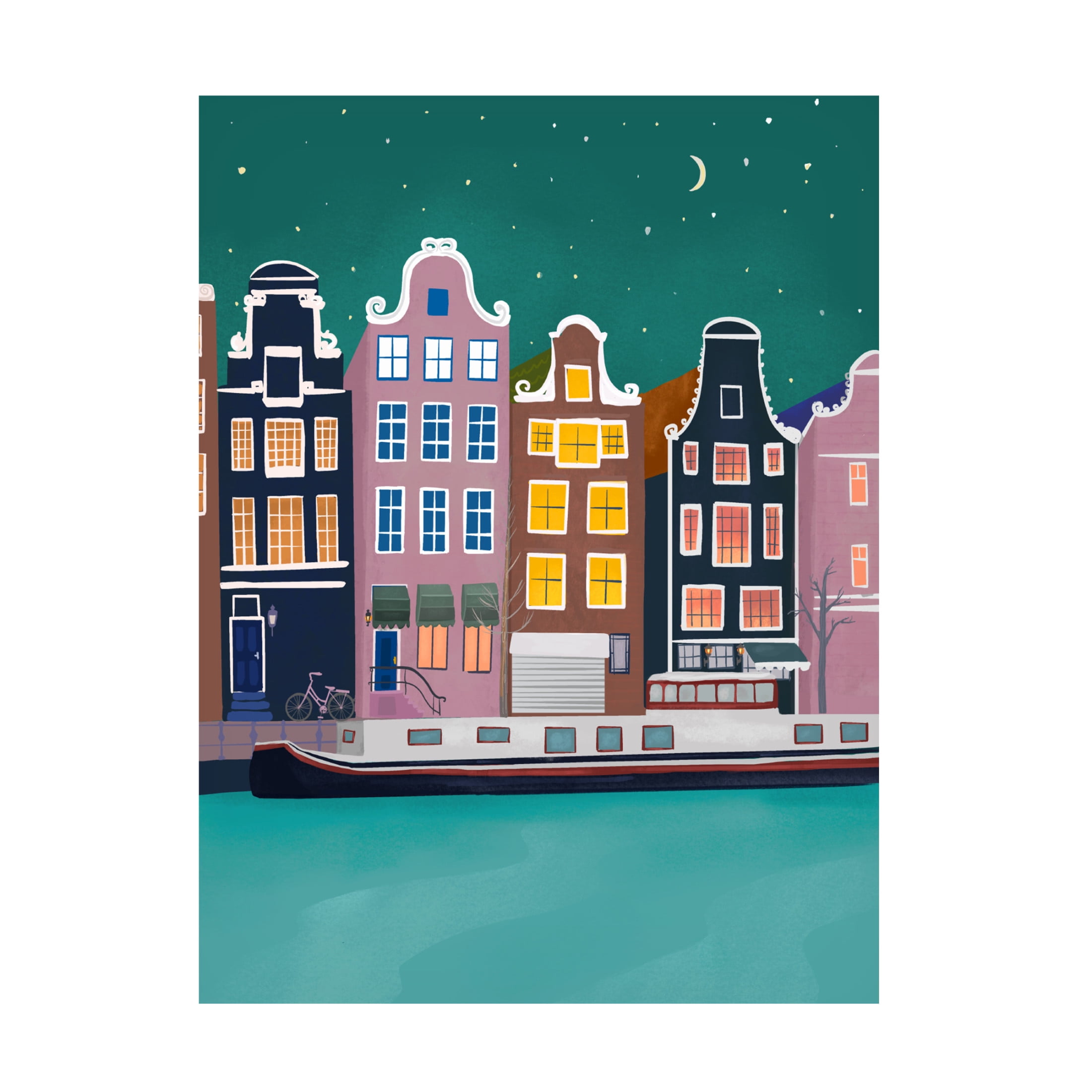 Trademark Fine Art Petra Lizde  Amsterdam by night Canvas Wall Art