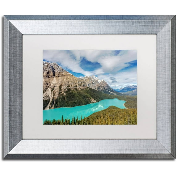 Trademark Fine Art 'Peyto Lake' Canvas Art by Pierre Leclerc, White Matte, Silver Frame