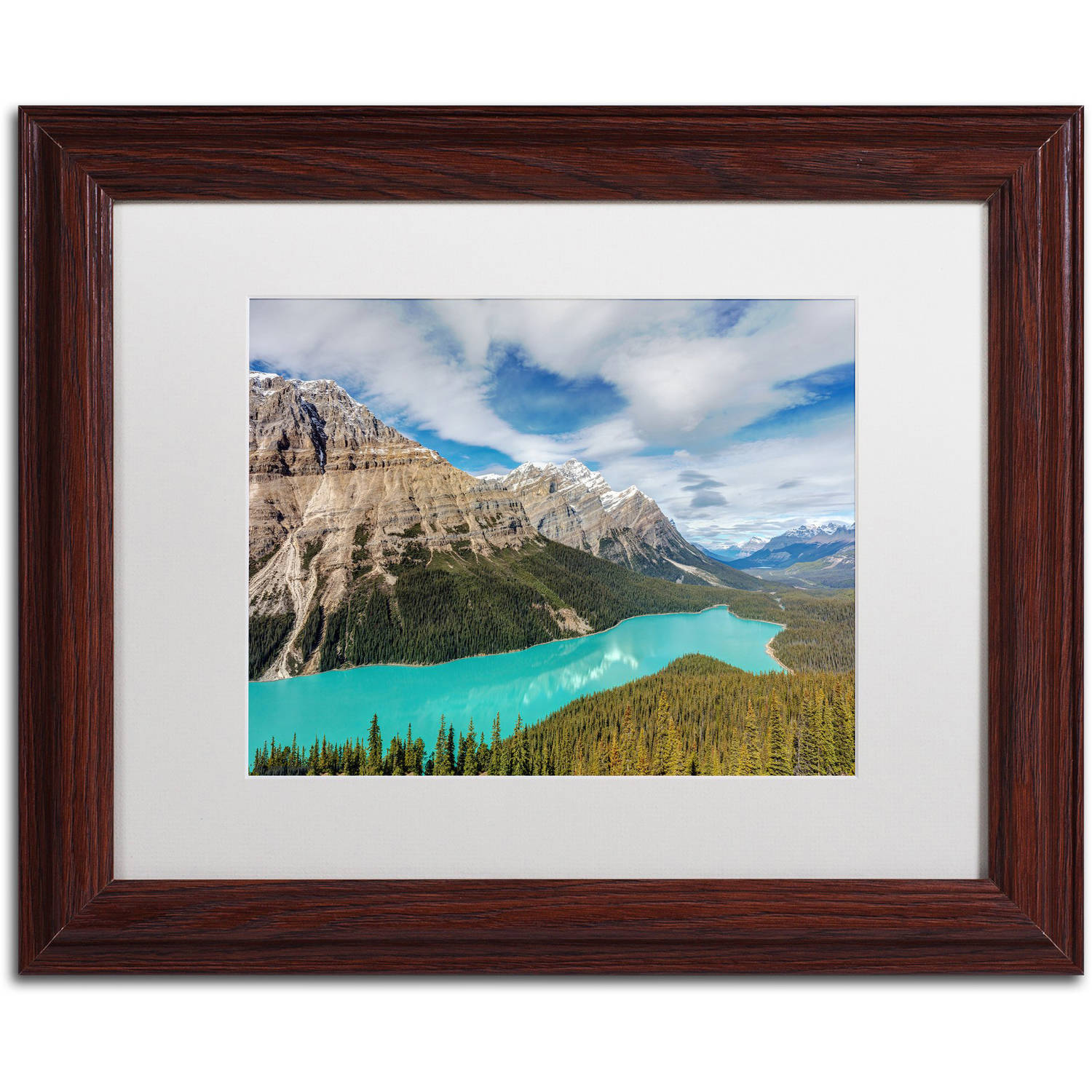 Trademark Fine Art 'Peyto Lake' Canvas Art by Pierre Leclerc, White Matte, Wood Frame