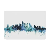 Trademark Fine Art 'Philadelphia Blue Teal Skyline' Canvas Art by Michael Tompsett