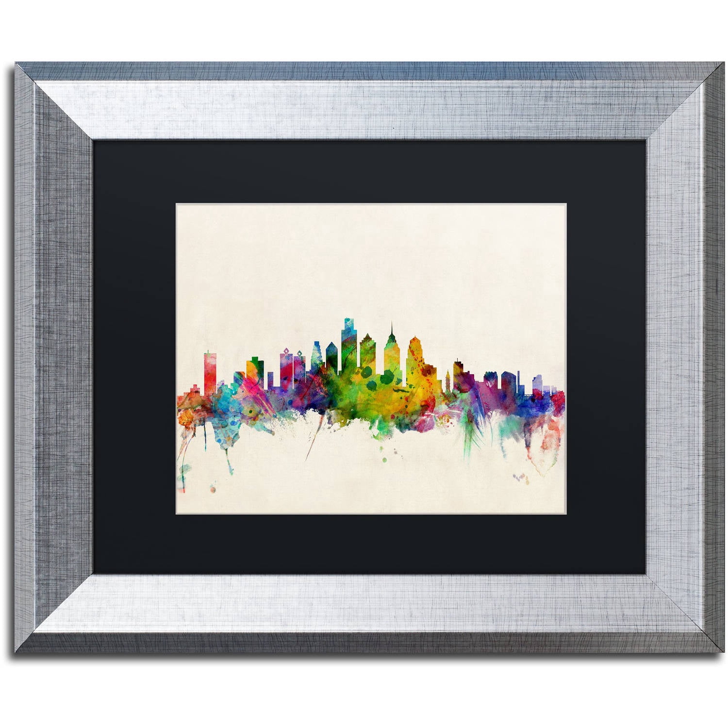 Trademark Fine Art "Philadelphia PA" Canvas Art by Michael Tompsett Black Matte, Silver Frame