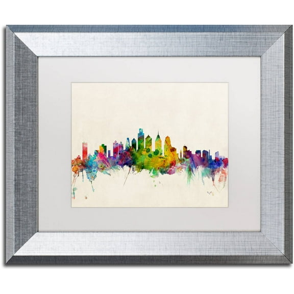 Trademark Fine Art "Philadelphia PA" Canvas Art by Michael Tompsett White Matte, Silver Frame
