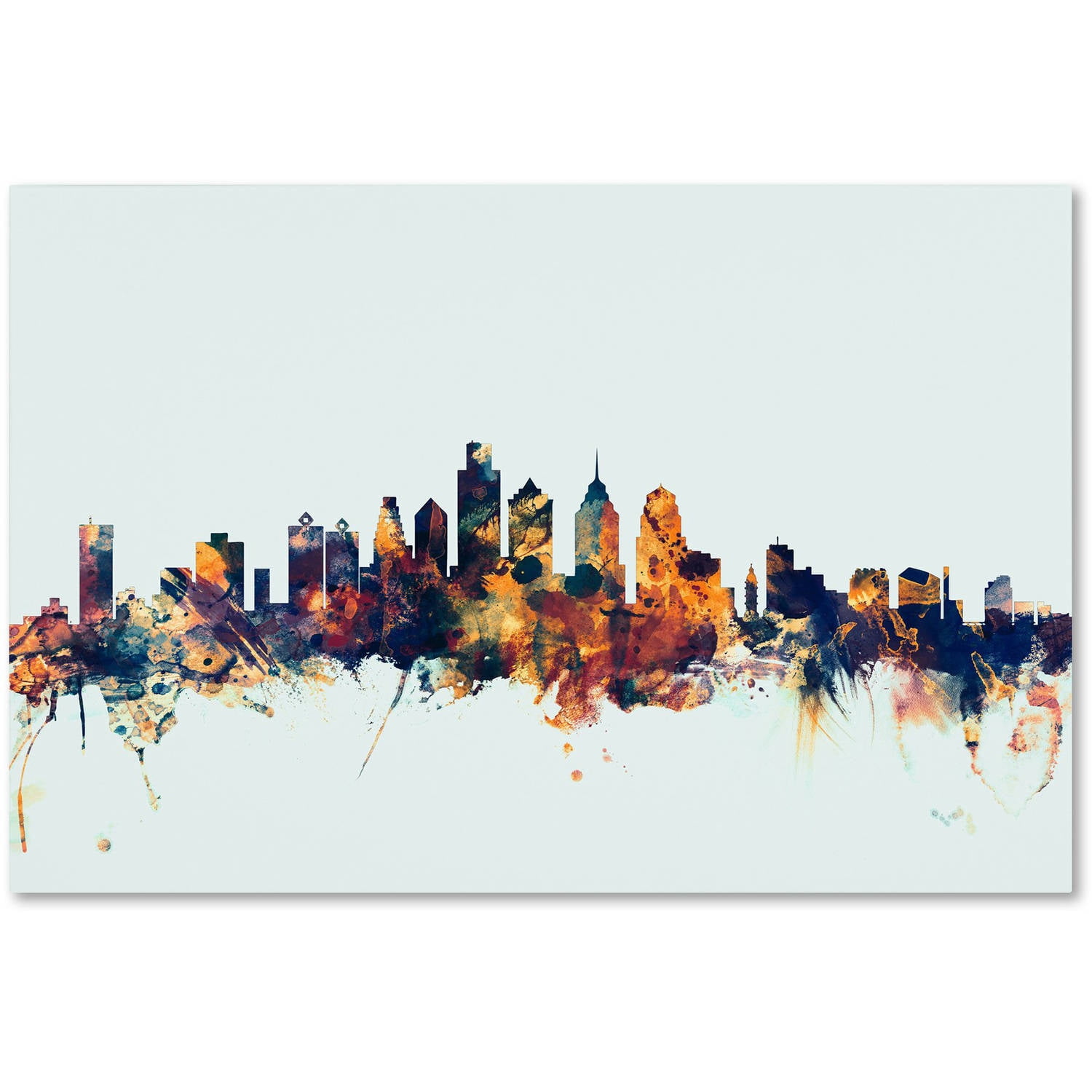 Trademark Fine Art "Philadelphia PA Skyline Blue" Canvas Art by Michael Tompsett