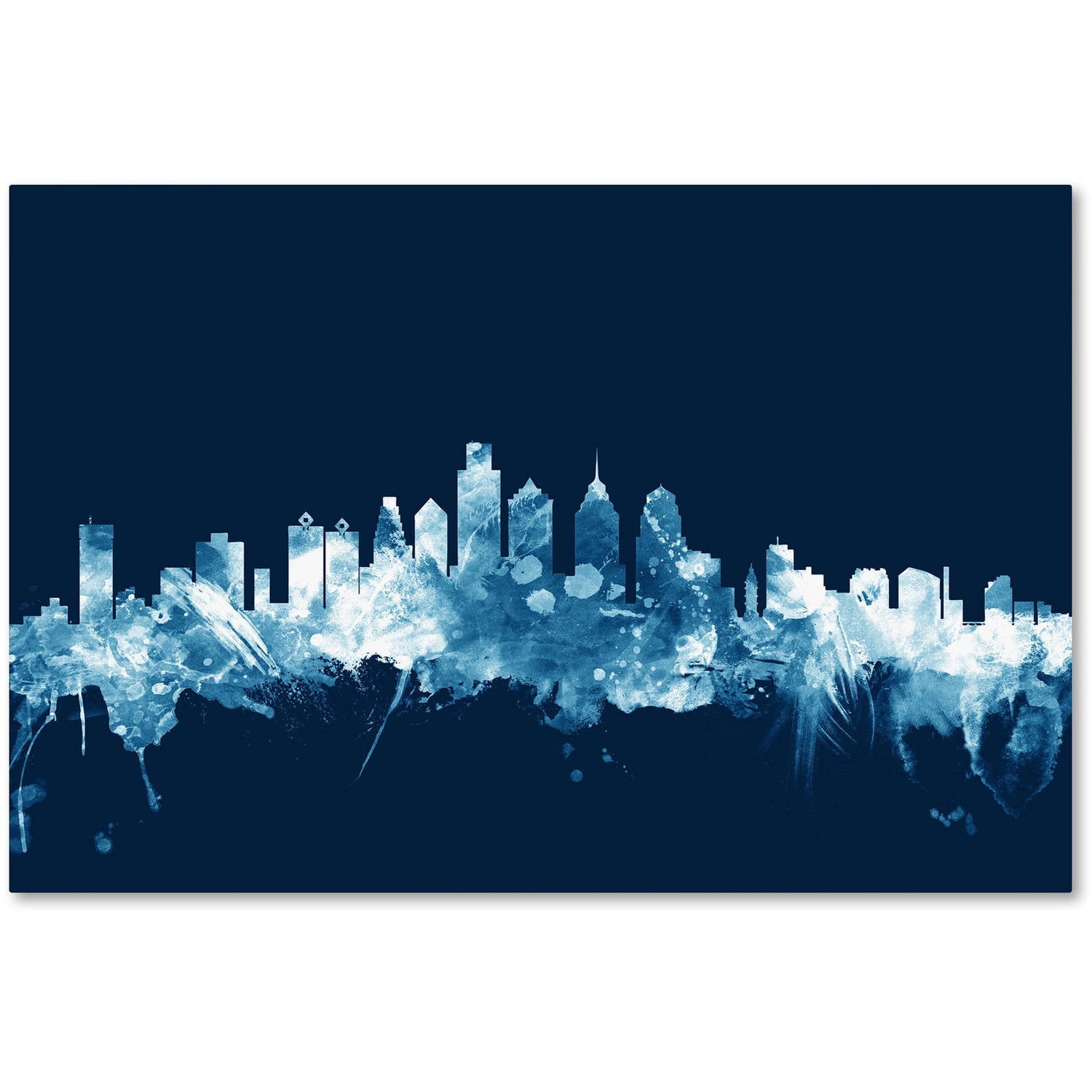 Trademark Fine Art "Philadelphia PA Skyline Navy" Canvas Art by Michael Tompsett