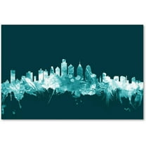Trademark Fine Art "Philadelphia PA Skyline Teal" Canvas Art by Michael Tompsett