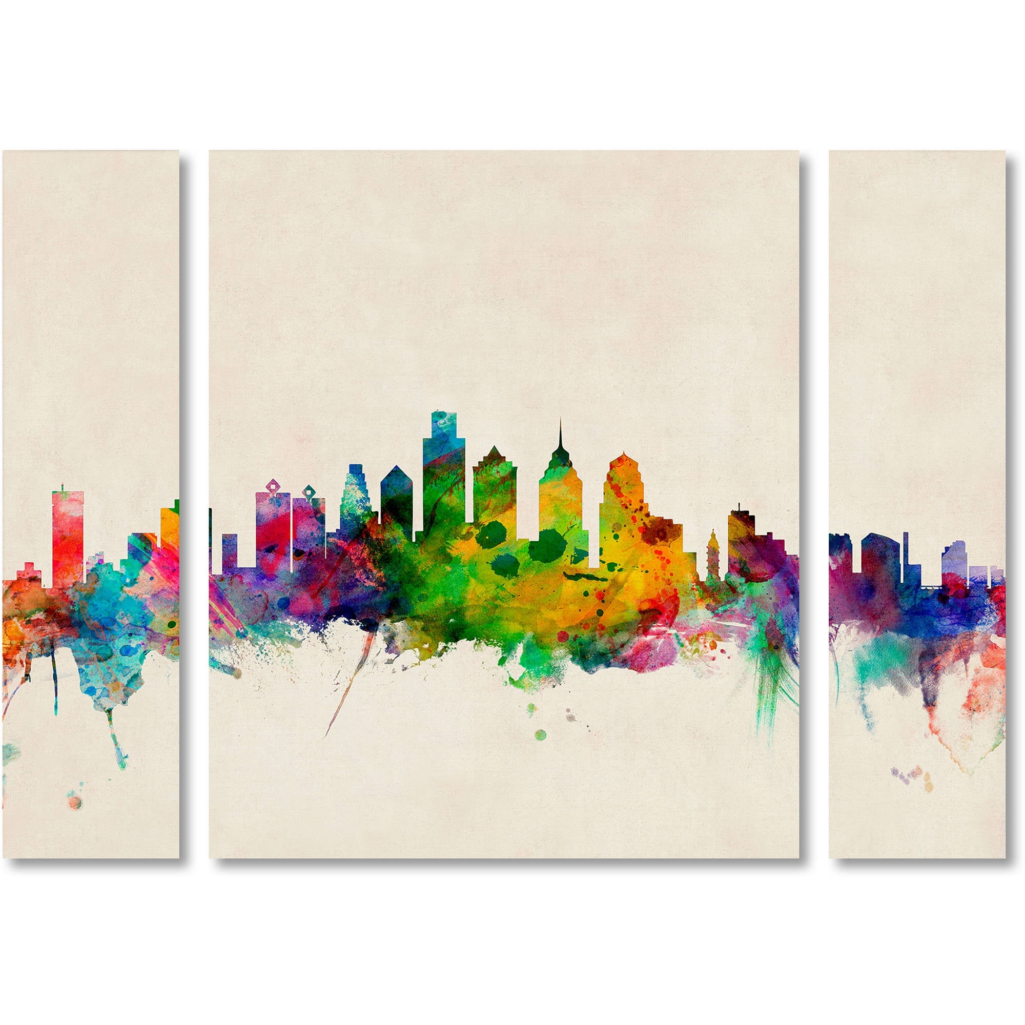 Trademark Fine Art "Philadelphia Pennsylvania" Canvas Art by Michael Tompsett Three Panel Set