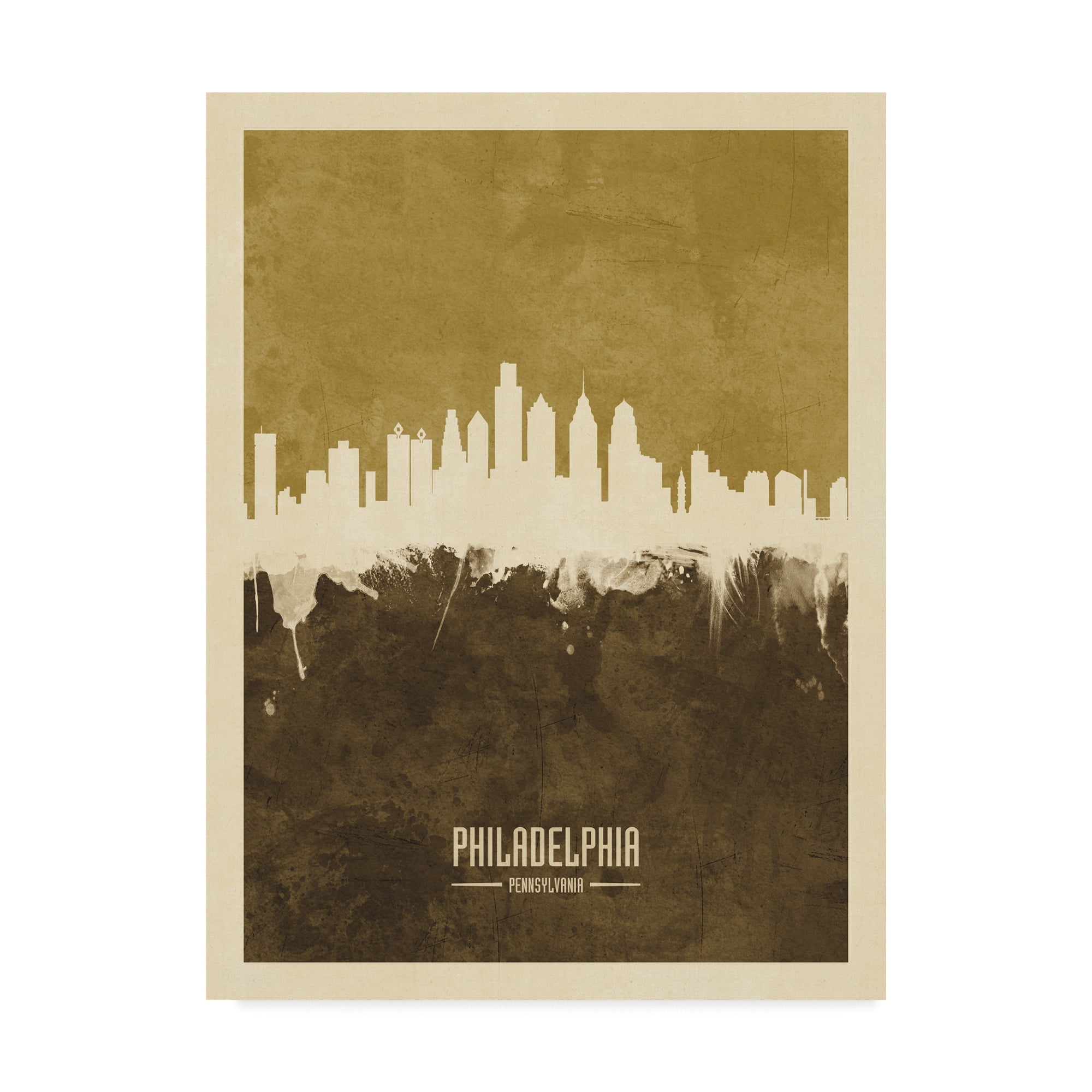 Trademark Fine Art 'Philadelphia Pennsylvania Skyline Brown' Canvas Art by Michael Tompsett
