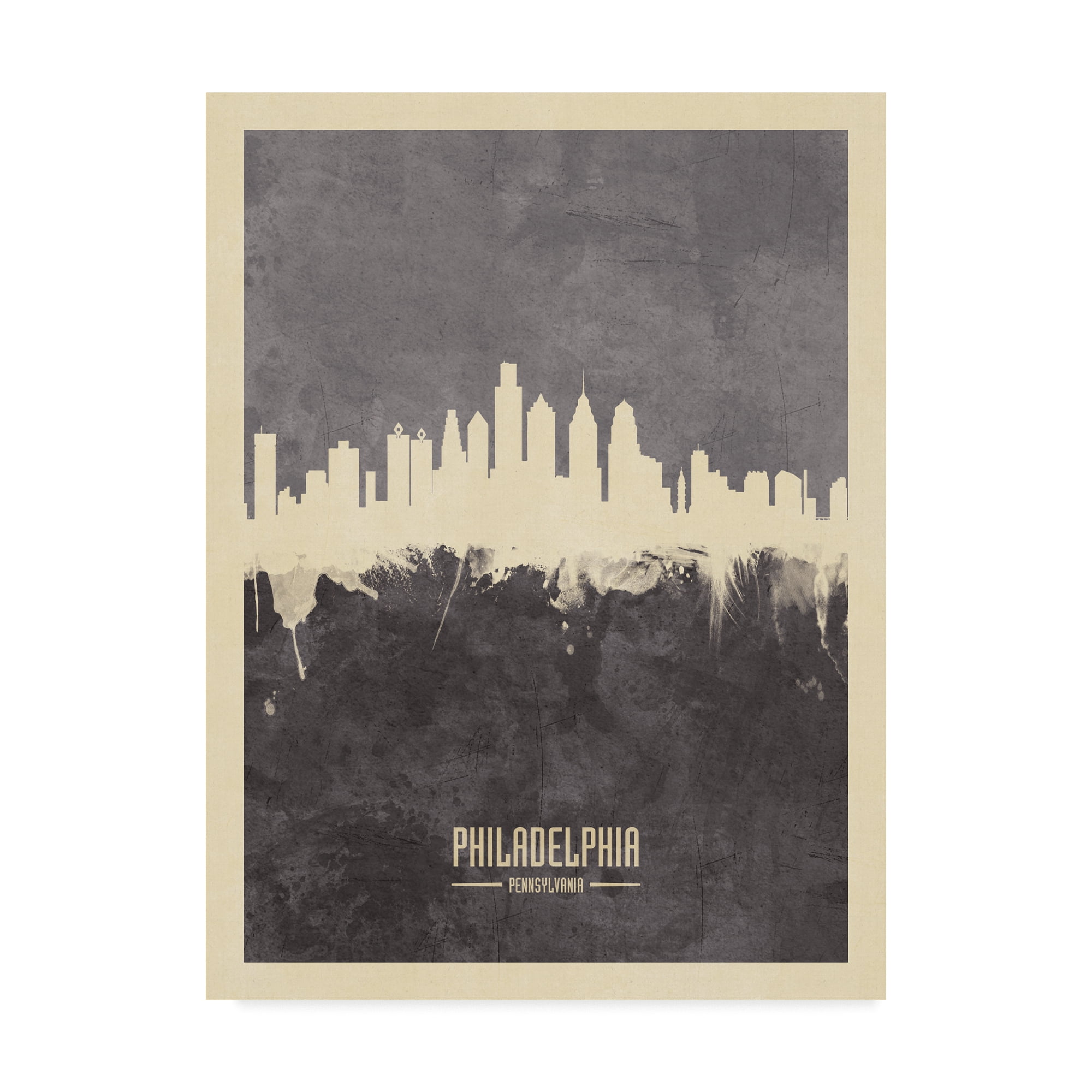 Trademark Fine Art 'Philadelphia Pennsylvania Skyline Gray' Canvas Art by Michael Tompsett