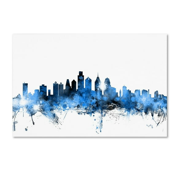 Trademark Fine Art Michael Tompsett Philadelphia Pennsylvania Skyline II Canvas Wall Art - 22x32