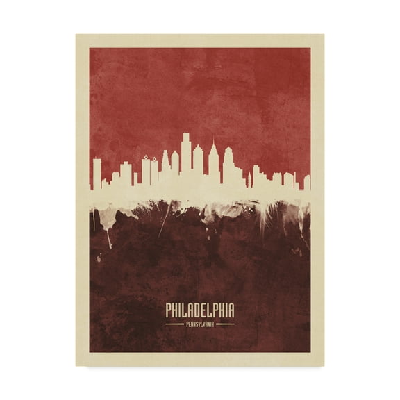 Trademark Fine Art 'Philadelphia Pennsylvania Skyline Red II' Canvas Art by Michael Tompsett