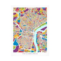 Trademark Fine Art Michael Tompsett Philadelphia Pennsylvania Street Map III Canvas Wall Art - 14x19