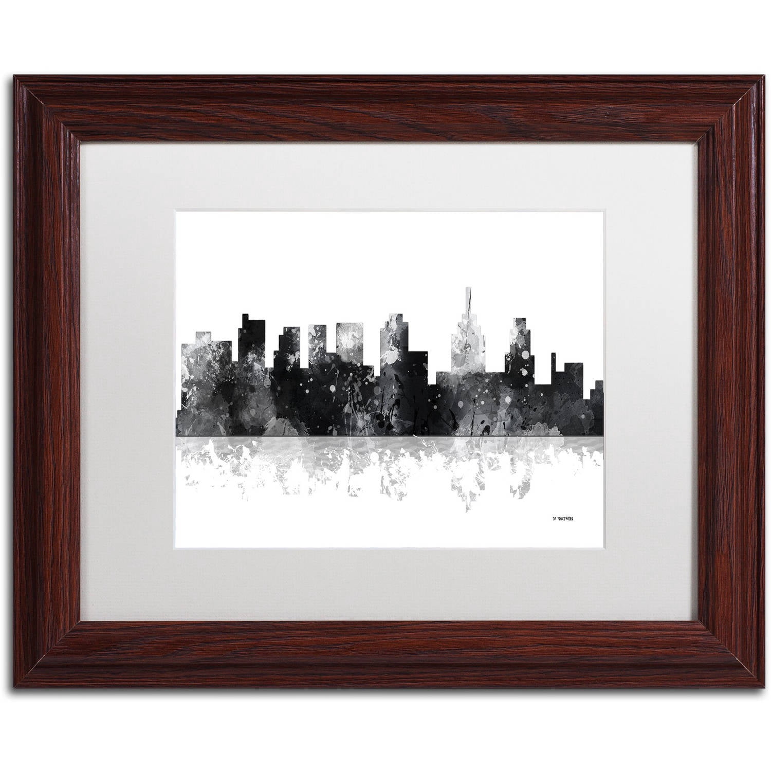 Trademark Fine Art "Philadelphia Skyline BG-1" Canvas Art by Marlene Watson, White Matte, Wood Frame