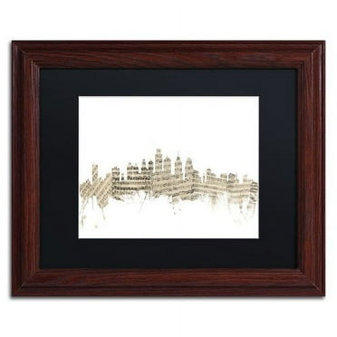 Trademark Fine Art "Philadelphia Skyline Sheet Music" Canvas Art by Michael Tompsett Black Matte, Wood Frame