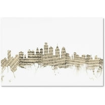 Trademark Fine Art "Philadelphia Skyline Sheet Music" Canvas Art by Michael Tompsett