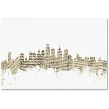 Trademark Fine Art "Philadelphia Skyline Sheet Music" Canvas Art by Michael Tompsett