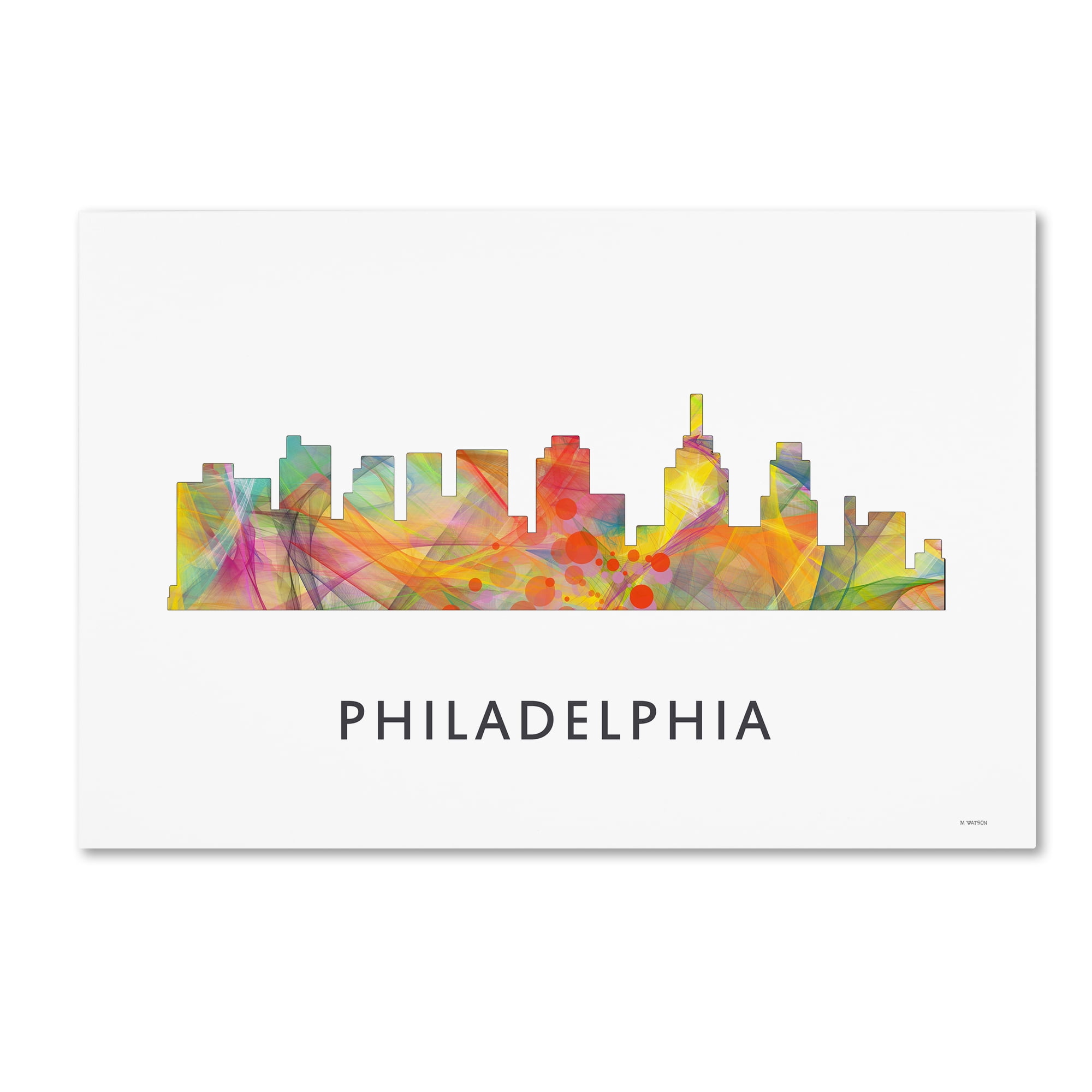 Trademark Fine Art 'Philadelphia Skyline WB-1' Canvas Art by Marlene Watson