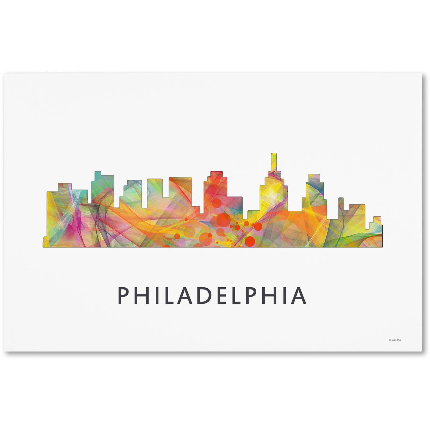 Trademark Fine Art 'Philadelphia Skyline WB-1' Canvas Art by Marlene Watson