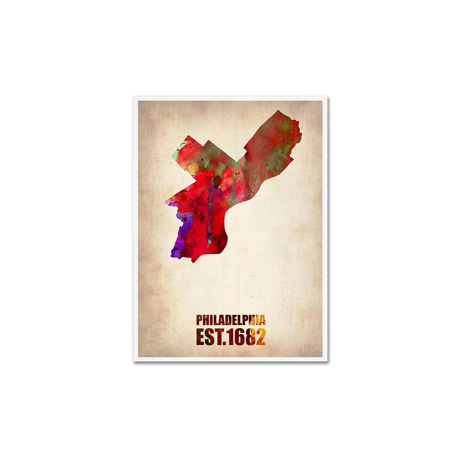 Trademark Fine Art "Philadelphia Watercolor Map" Canvas Art by Naxart