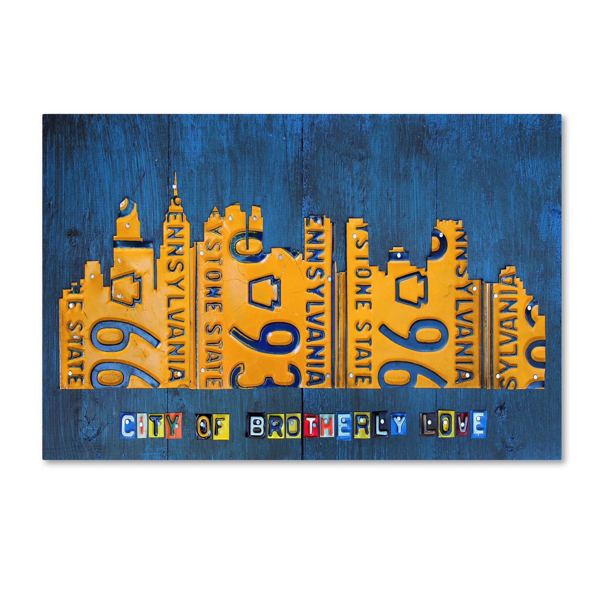 Trademark Fine Art 'Philly Skyline License Plate Art' Canvas Art by Design Turnpike