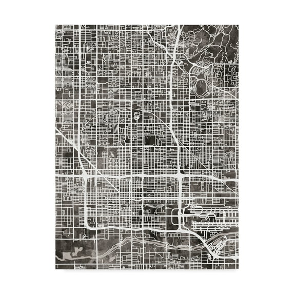 Trademark Fine Art 'Phoenix Arizona City Map Black' Canvas Art by Michael Tompsett