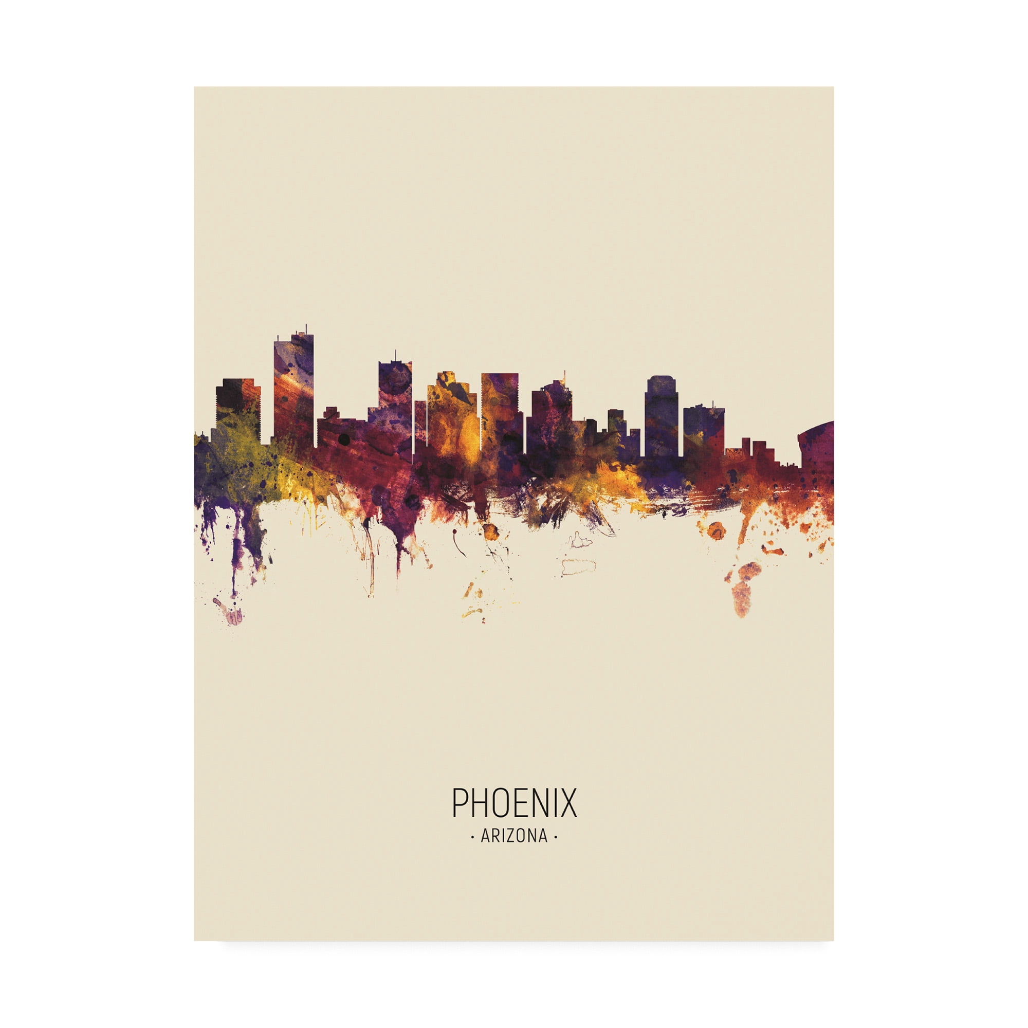Trademark Fine Art 'Phoenix Arizona Skyline Portrait III' Canvas Art by Michael Tompsett