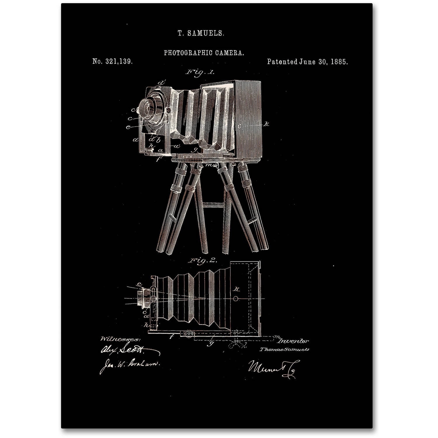 Claire Doherty Black Photographic Camera Patent Canvas Art