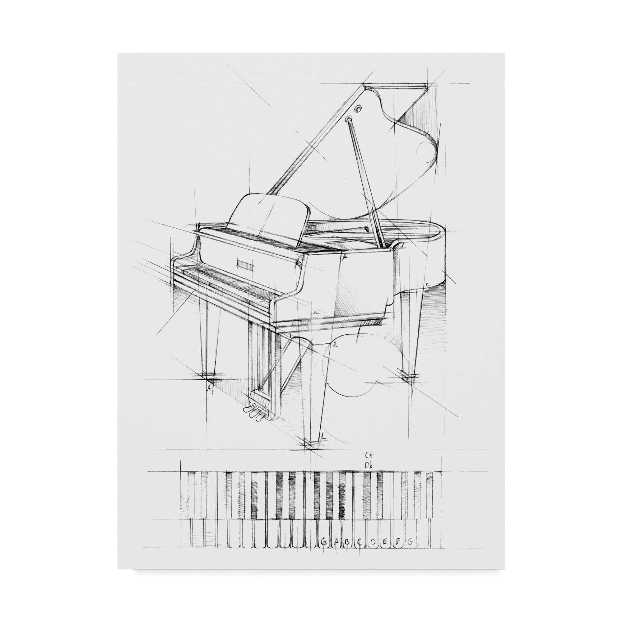 Trademark Fine Art 'Piano Sketch' Canvas Art by Ethan Harper