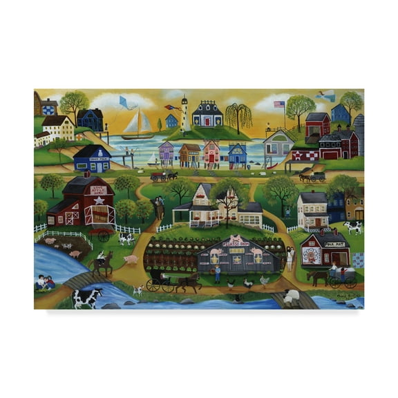 Trademark Fine Art 'Picasso Folk Art Farm' Canvas Art by Cheryl Bartley