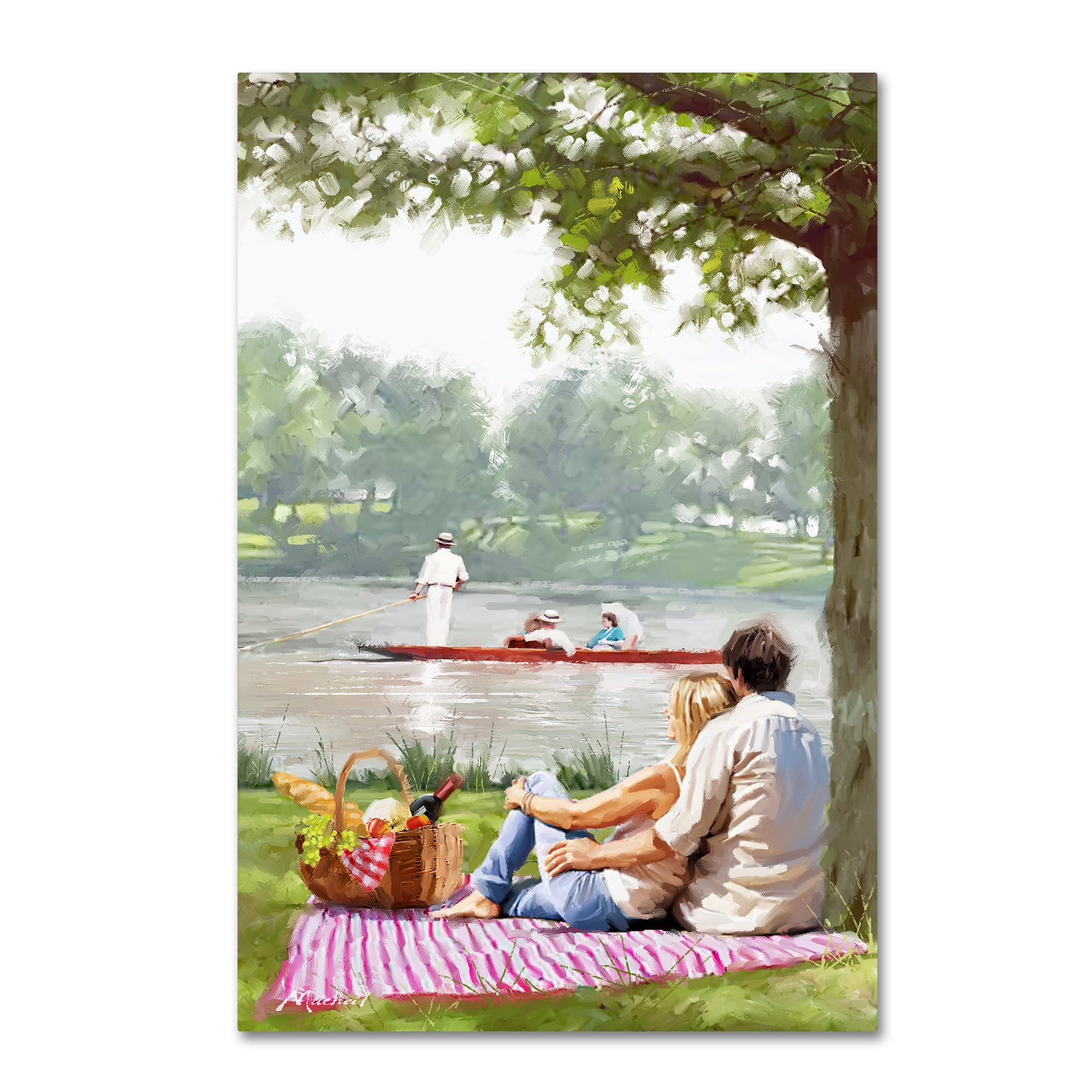 Trademark Fine Art 'Picnic by the River' Canvas Art by The Macneil Studio