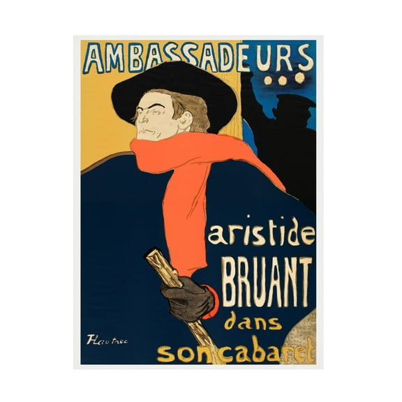 Trademark Fine Art Pictufy Ambassadeurs Aristide Bruant Dans Son Cabaret 1892 Canvas Wall Art
