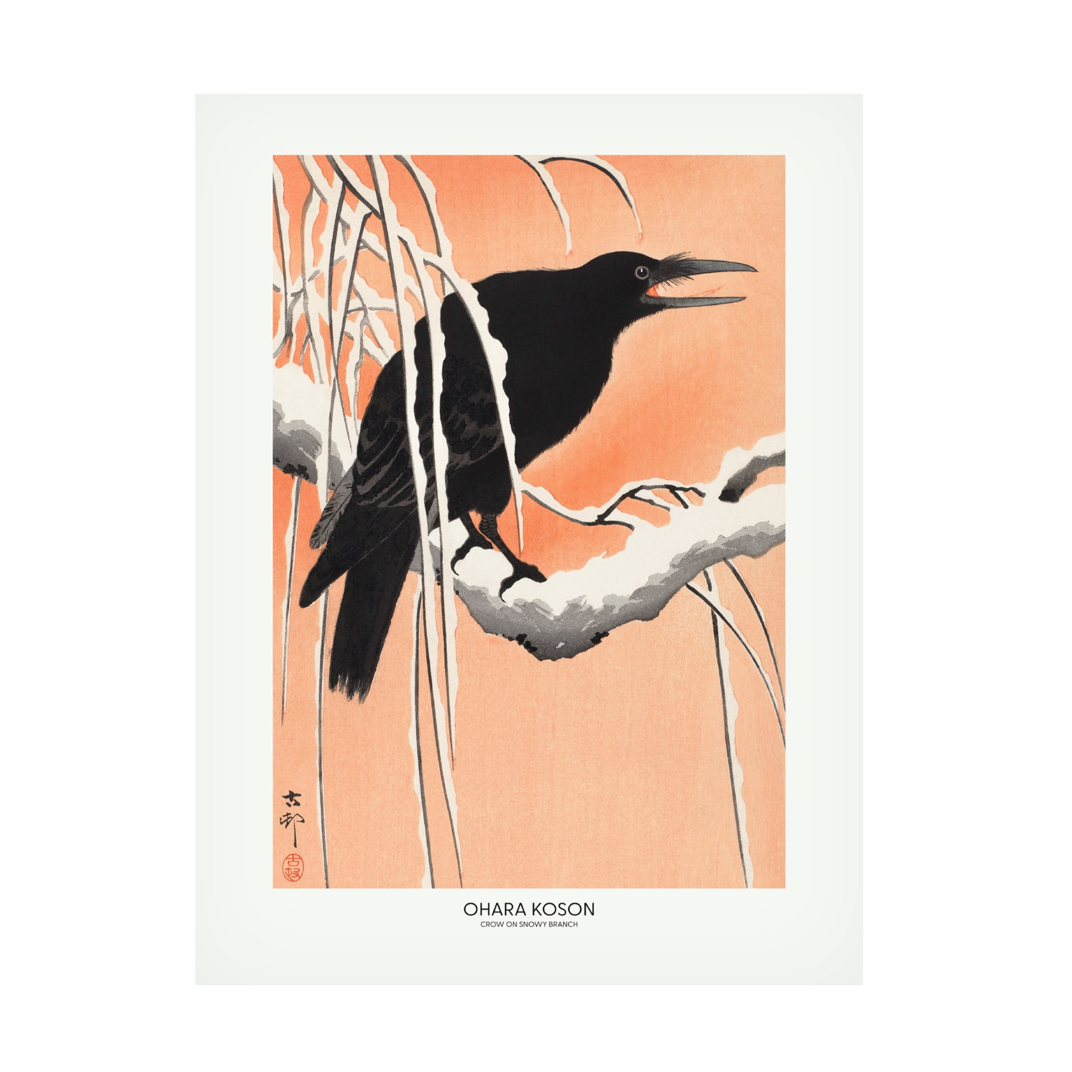 Trademark Fine Art Pictufy Crow On Snowy Branch Canvas Wall Art