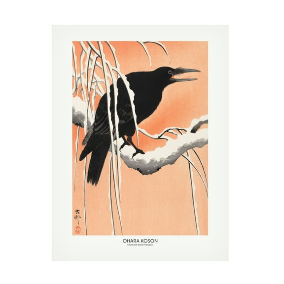 Trademark Fine Art Pictufy Crow On Snowy Branch Canvas Wall Art