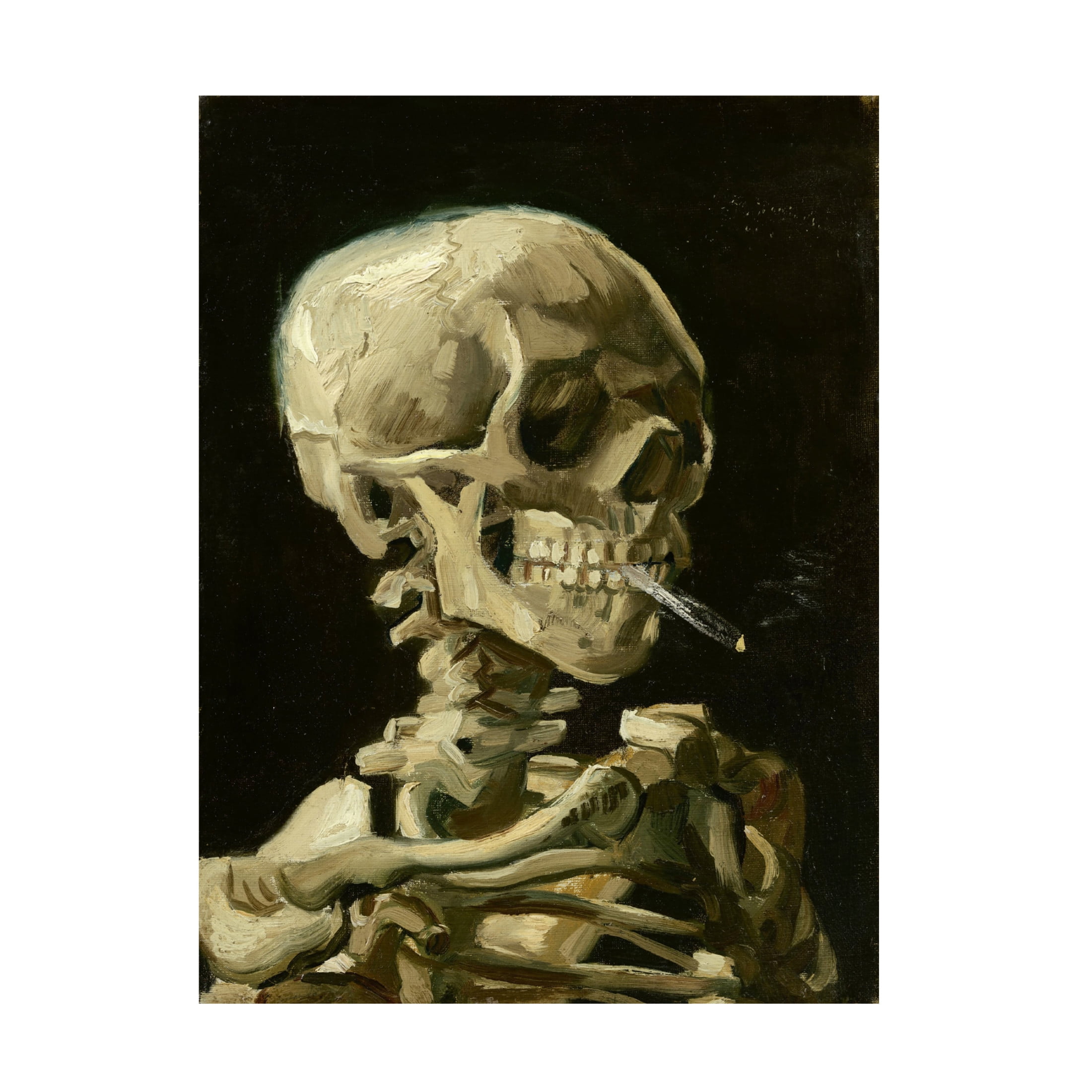 Trademark Fine Art Pictufy Head of a skeleton with a burning cigarette Canvas Wall Art
