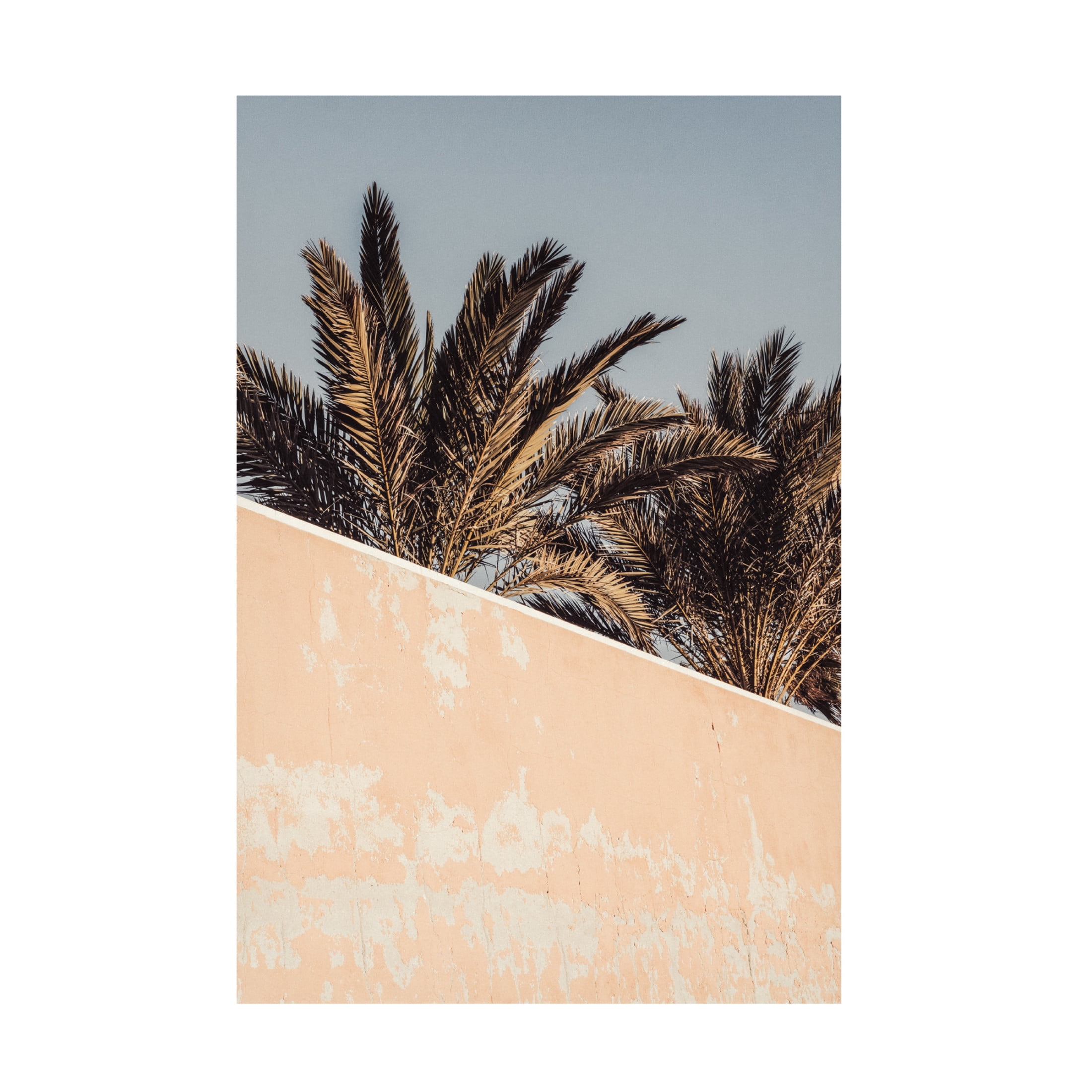 Contemporary Palm Tree Canvas Wall Art in Beige and Gray