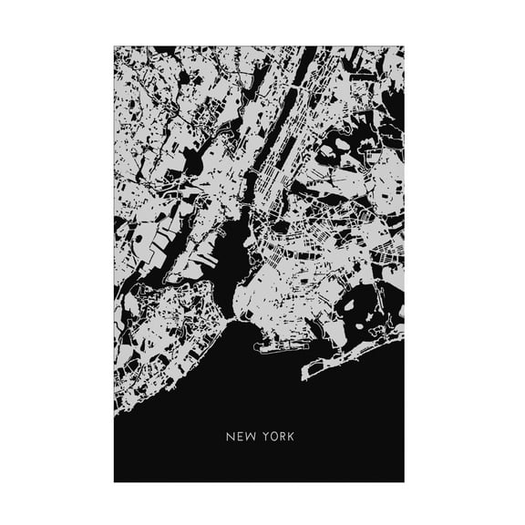 Trademark Fine Art Pictufy Studio Map New York 002 Black Canvas Wall Art