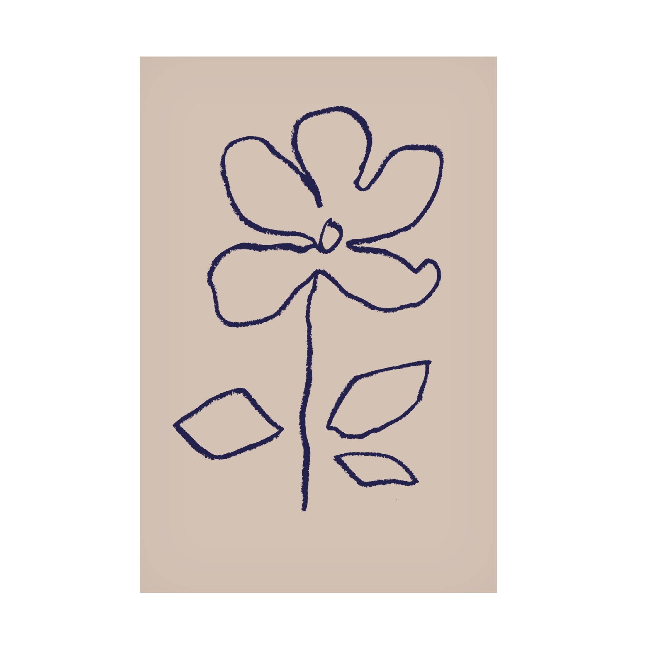 Blue Ink Floral Canvas Wall Art with Wood Frame