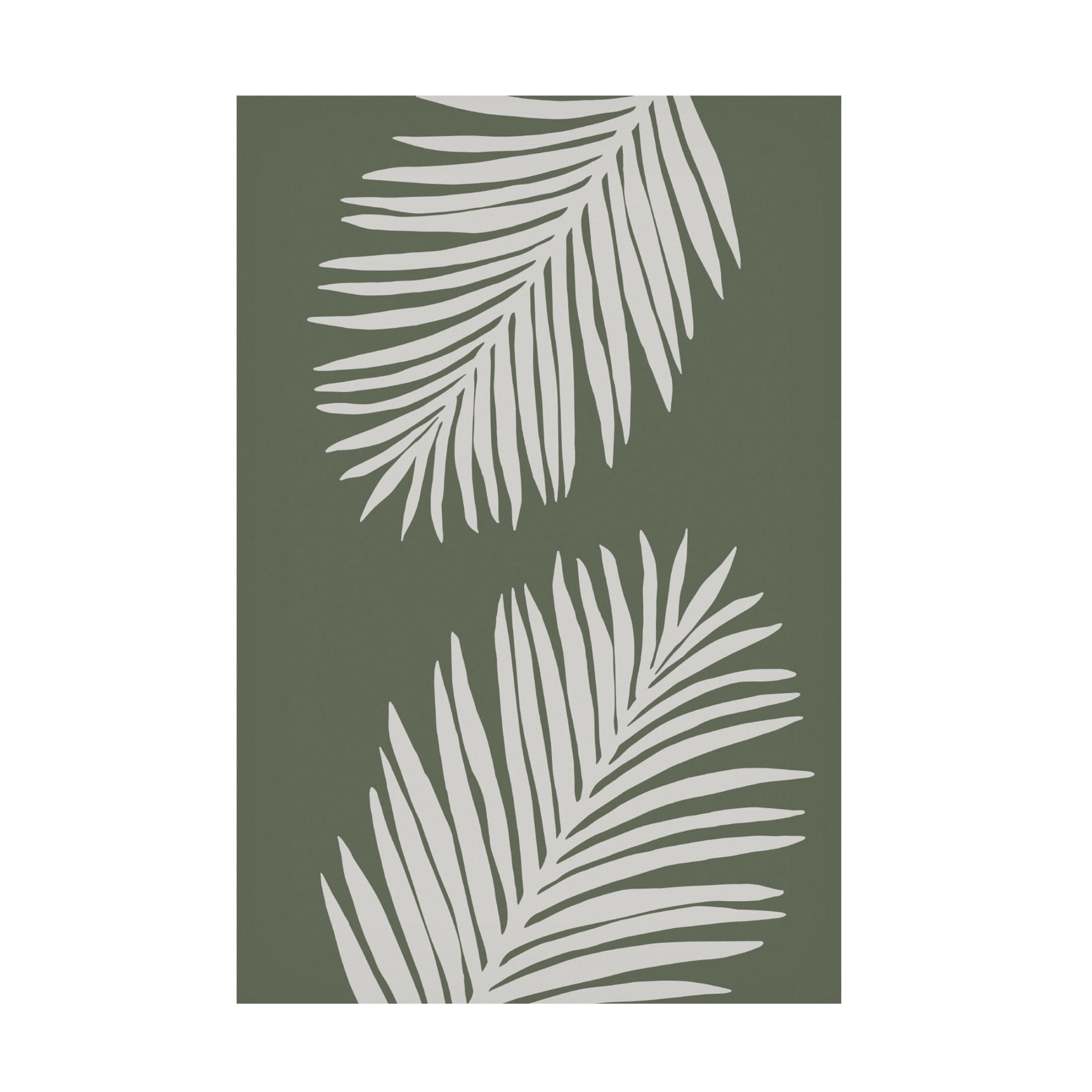Trademark Fine Art Pictufy Studio  PALM LEAF 06 GREEN WHITE Canvas Wall Art